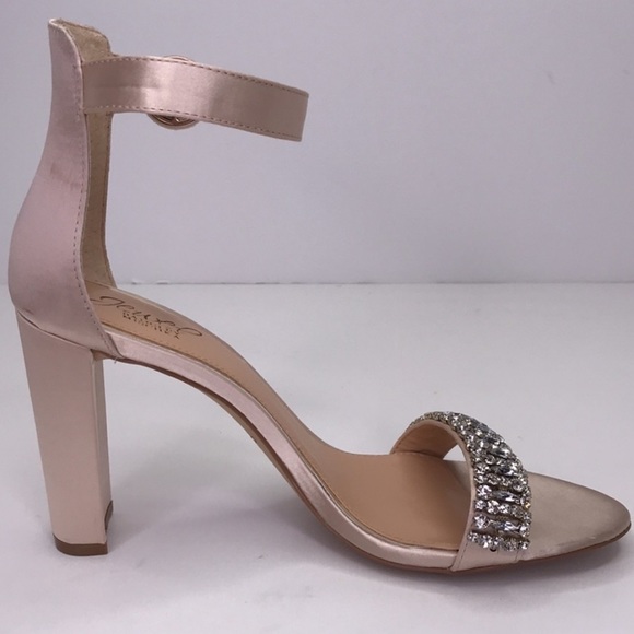 BADGLEY MISCHKA Jewel Jameson Champagne Heeled Sandal Sz 8.5 - Picture 4 of 6